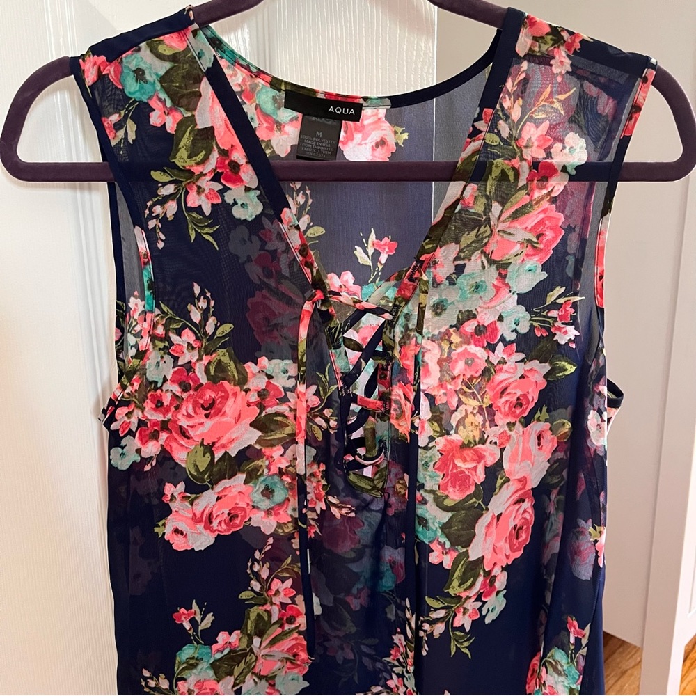Aqua sheer floral top